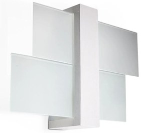 Applique da Soffitto in Legno e Vetro FENIKS 1 E27 Bianca da Interno