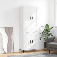 Credenza Bianco Lucido 69,5x34x180 cm in Legno Multistrato 3199875