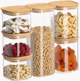 Set di 6 contenitori in vetro borosilicato con coperchi in bambù Pure