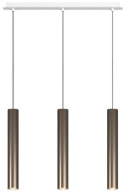 Lampadario Industrial-Minimal Xeana Metallo Bianco Bronzo 3 Luci Gu10