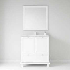 Mobile sottolavabo e lavabo Unike per vasca centrale neve L 80 cm, 2 ante