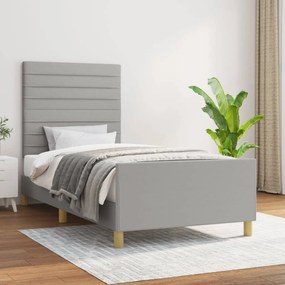 Giroletto Senza Materasso Grigio Chiaro 90x190 Cm Tessuto /