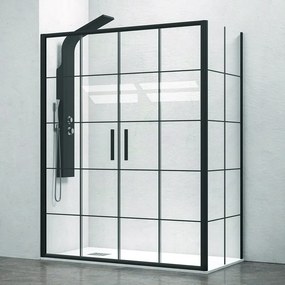 Box doccia angolare 160x70 doppio scorrevole telaio nero NICO-D6000S - KAMALU