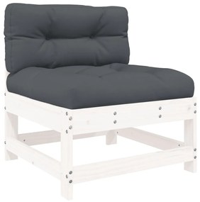 Set divani da giardino 10 pz con cuscini legno massello bianco