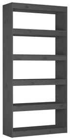 Libreria/divisorio grigio 80x30x167,4 cm in massello di pino