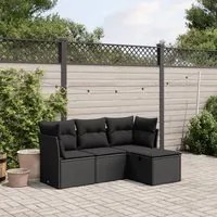 Set Divani da Giardino 4 pz con Cuscini Nero in Polyrattan 3263111