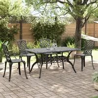 Set da Pranzo da Giardino 5 pz Nero in Alluminio Pressofuso 3216317