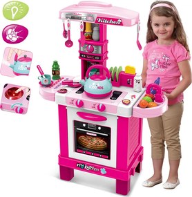 Cucina Giocattolo Bambini Luci Suoni e Bollitore Funzionante 29 Accessori Rosa...