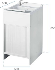 Mobile Lavatoio in PVC 50x50x85 cm con Serranda Forlani Esterni Roc Bianco...