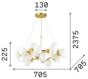 Sospensione Contemporanea Dna Metallo Bianco 25 Luci G9 3W 3000K Luce Calda