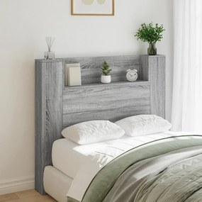 Testiera Con Contenitore A Led Grigio Sonoma 120x16,5x103,5 Cm /