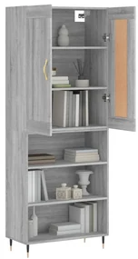 Credenza grigio sonoma 69,5x34x180 cm in legno multistrato