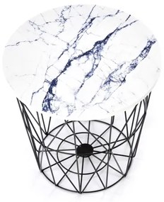 Tavolino HARISSA 41x42 cm nero/bianco marmor decor