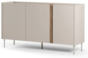 Cassettiera effetto rovere in colore crema-naturale 150x82,5x40,5 cm Lucile - Marckeric