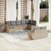 Set Divano da Giardino 9 pz con Cuscini Beige in Polyrattan 3254156