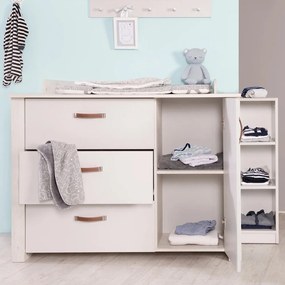 Cassettiera bassa bianca con fasciatoio 126x99 cm Mila - Roba