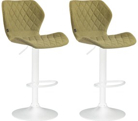 Duo Di Sgabelli Da Bar Cork İn Stoffa - Design Moderno E Comfort Elegante / Grün / Weiß