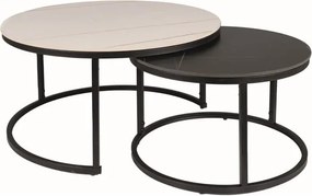 Set di Tavolini da caffè Ferrante B in bianco opaco + nero opaco