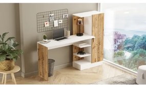 Scrivania Libreria Con Ripiani Laterali 152x40x120H Rovere E Bianco Laura