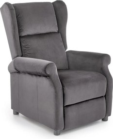 Poltrona reclinabile Agustin 2 in velluto grigio - H107 cm