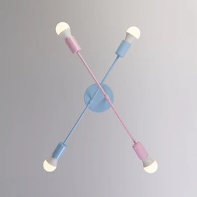 Plafoniera CAMBRIDGE 4x E27/15W/230V blu/rosa