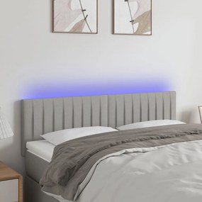 Testiera A Led Grigio Chiaro 144x5x78/88 Cm İn Tessuto /