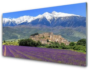 Pannello paraschizzi cucina Prato fiori paesaggio di montagna 120x60 cm
