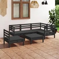 Set Divani da Giardino 6 pz in Legno Massello di Pino Nero cod mxl 36572