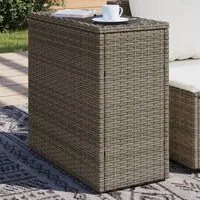 Tavolino Giardino Piano Vetro Grigio 58x27,5x55 cm Polyrattan 366133