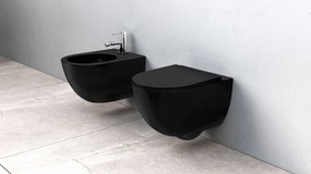 Vaso WC sospeso Rea Carlo Mini Rimless Flat Black Mat