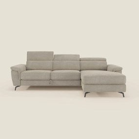 Estro Divano estraibile con chaise-longue e poggiatesta reclinabili in tessuto impermeabile T14 beige