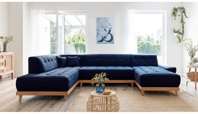 Divano letto a U blu navy, angolo sinistro Dazzling Daisy - Miuform