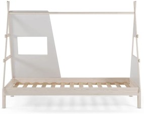 Letto da bambini a forma di casa color crema in pino massiccio con rete inclusa 90x200 cm Enola – Marckeric