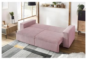 Divano letto in velluto a coste rosa chiaro 245 cm Nihad - Bobochic Paris