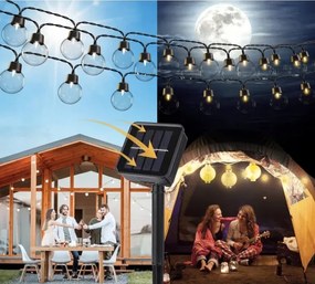 Catena luminosa solare a LED, 30 LED, 8 funzioni, 500 mAh, 10,6 m, IP67, bianco caldo