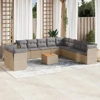 Set Divani da Giardino 12 pz con Cuscini Beige in Polyrattan 3223728