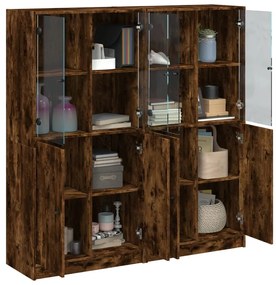 Libreria ante rovere fumo 136x37x142 cm in legno multistrato