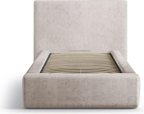 Letto singolo imbottito beige con contenitore con rete inclusa 90x200 cm Amy – Micadoni