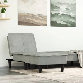 Chaise Longue İn Velluto Grigio Chiaro /