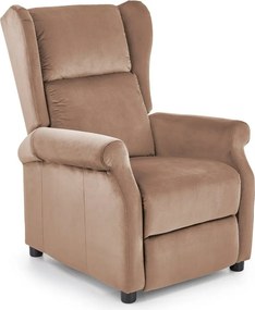 Poltrona reclinabile Agustin 2 in velluto beige - H107 cm