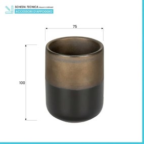 Porta spazzolini nero opaco e bronzo in ceramica Teos