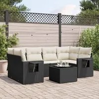 Set Divani da Giardino con Cuscini 7pz Nero Polyrattan 3252253