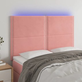 Testiera A Led Rosa 144x5x118/128 Cm İn Velluto /