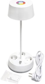 Aigostar-LED RGBW Lampada da tavolo dimmerabile con prese e USB LED/4,6W/230V bianca