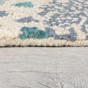 Tappeto blu/beige in lana tessuto a mano 120x170 cm Eloise Patchwork – Flair Rugs