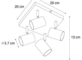 Plafoniera moderna bronzo 4 luci orientabili rettangolare - Jeana