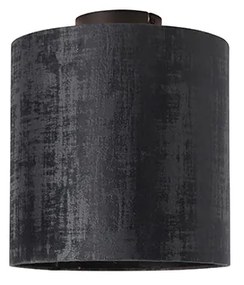 Plafoniera velluto nero opaco paralume nero 25 cm - Combi