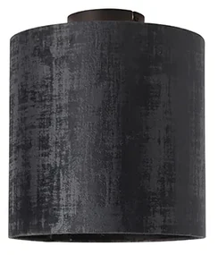 Plafoniera velluto nero opaco paralume nero 25 cm - Combi