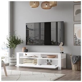 Mobile Porta TV Da Terra 140x40x42 Bianco Con Vani Portaoggetti Luca