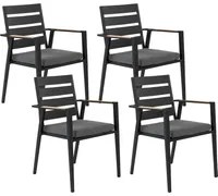 Set di 4 sedie da giardino in metallo nero grigio chiaro con schienale in legno set di 4 sedie da pranzo moderne